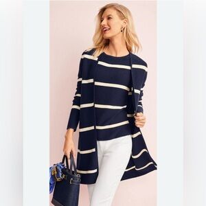 Talbots OPEN-FRONT MODERN OTTOMAN CARDIGAN - STRIPE navy medium